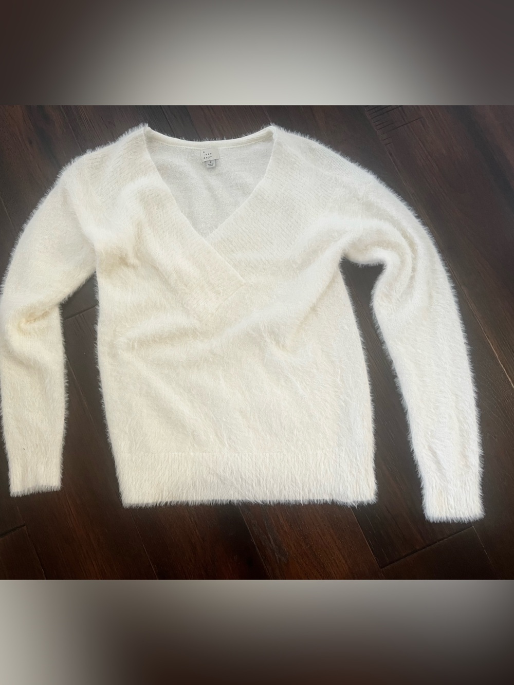Soft Fuzzy White faux wrap Women's top  - Lightweight Cozy Style